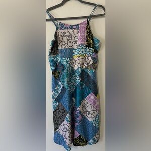 Manhattan Blues Vibrant Multicolor Boho Patchwork Dress